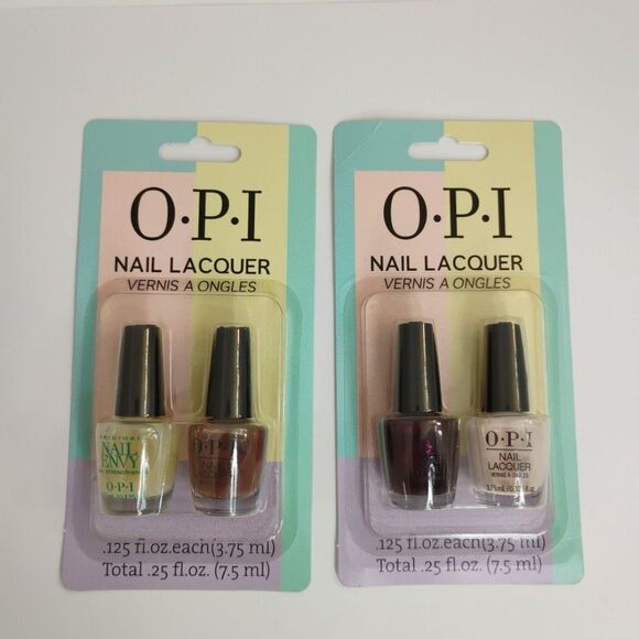 OPI Mini Nail Polish Set of Two Brand New 4 bottles total Nail Laquer Nail Stren - Picture 1 of 12